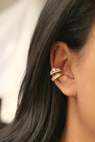 أصفاد الأذن الذهبية أقراط للنساء ، وأقراط غضروف الذهب 14K مطلي بالذهب/غضروف فضي مجموعة من الأذنين الزركونيا المكعبان المكعبان الأقراط in Saudi Arabia