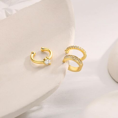 أصفاد الأذن الذهبية أقراط للنساء ، وأقراط غضروف الذهب 14K مطلي بالذهب/غضروف فضي مجموعة من الأذنين الزركونيا المكعبان المكعبان الأقراط in Saudi Arabia