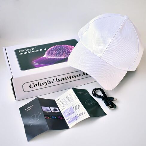 LED Hat – 7 Color Light Up Baseball Cap, USB Rechargeable Fiber Optic Design for Rave, EDC Outfit, DJ & Cyberpunk Costume in Saudi Arabia