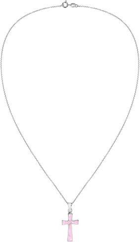 AeraVida Minimalism Christian Cross Simulated Turquoise .925 Sterling Silver Pendant Necklace in Kuwait