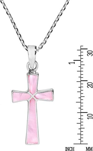 AeraVida Minimalism Christian Cross Simulated Turquoise .925 Sterling Silver Pendant Necklace in Kuwait