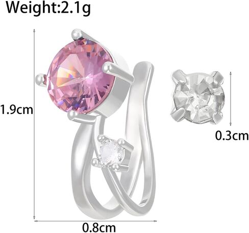 2Pcs Silver Ear Cuff Earrings for Women Non Piercing Cubic Zirconia Clip on Earrings Piercing Hypoallergenic Rhinestone Stud Earring Jewelry Gifts in Saudi Arabia