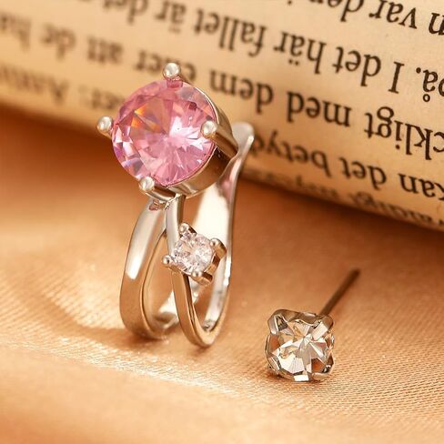2Pcs Silver Ear Cuff Earrings for Women Non Piercing Cubic Zirconia Clip on Earrings Piercing Hypoallergenic Rhinestone Stud Earring Jewelry Gifts in Saudi Arabia