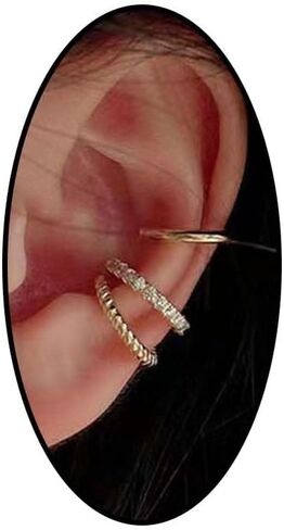 Cuff Earrings,Gold Silver Cubic Zirconia Ear Cuff Earrings,Non-Piercing Fake Helix Cartilage Cuff Earrings,Sparkling Round Huggie Ear Cuff Earrings for Women Fine Jewelry Gifts in Saudi Arabia