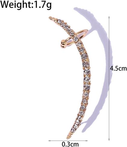 Boho Rhinestone Ear Cuff Earrings for Women Sparkling Long Crystal Wrap Climber Earrings Minimalist Non Piercing Earrings Charm Jewelry Accessories in Kuwait