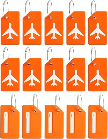 PATIKIL Silicone Luggage Tag, 15 Pcs Silicone Suitcase Tag Identifier Name ID Card Holder Privacy Protection Unique Luggage Name Tags with Stainless Steel Loop, Light Blue in Saudi Arabia