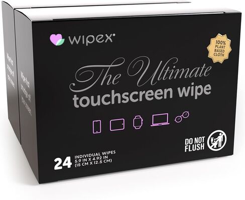 Wipex Ultimate Car Screen Cleaner - 48ct Auto Screen Wipes, Streak-Free & Residue-Free, Plant-Based Black Cloth for Interior, Mirrors & Dashboard, 24ct Individually Wrapped (Pack of 2) in Kuwait