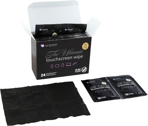 Wipex Ultimate Car Screen Cleaner - 48ct Auto Screen Wipes, Streak-Free & Residue-Free, Plant-Based Black Cloth for Interior, Mirrors & Dashboard, 24ct Individually Wrapped (Pack of 2) in Kuwait