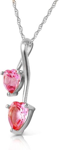 Galaxy Gold GG 14K قلادة قلادة ذهبية صفراء من Galaxy Gold مع Topaz أصلي طبيعية - قلب مزدوج - قطع رائع مصقول - درجة AAA in Saudi Arabia