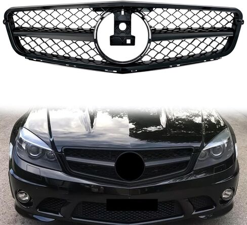 الشبكة الأمامية C300 Grill لـ Mercedes Benz W204 C Class C250 C300 C350 C200 2008-2014 ، غير مناسب لـ C63 AMG Style Black Sport Style in Kuwait