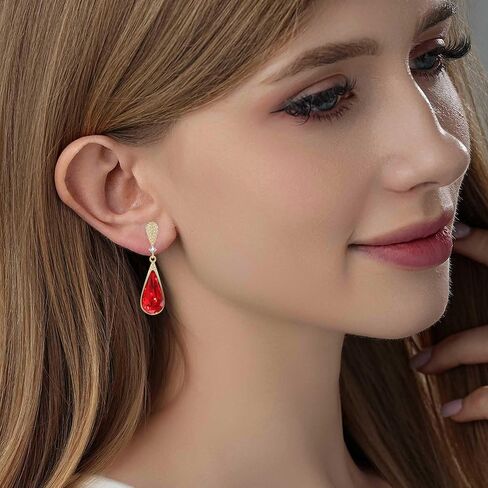 نمسا كريستال الدمعة التي تتدلى أقراط للنساء 14K الذهب مطلي بالمجوهرات هدية المجوهرات in Kuwait