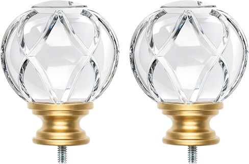 KAMANINA Crystal Netted Texture Replacement Finials for 1 or 7/8 Inch Curtain Rods, Sliver Drapery Rod Ends with M6 Standard Screws, Set of 2 in Kuwait