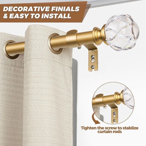 KAMANINA Crystal Netted Texture Replacement Finials for 1 or 7/8 Inch Curtain Rods, Sliver Drapery Rod Ends with M6 Standard Screws, Set of 2 in Kuwait