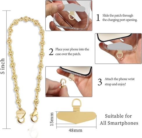 MOUTAKEY Metal Heart Phone Wristlet Strap with Metal Phone Tether Tab in Kuwait