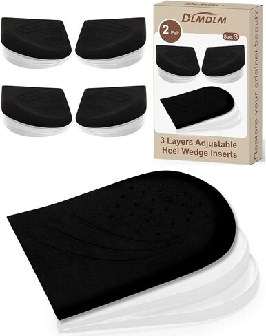 2 Pairs 3 Layer Corrective Insoles for Supination Overpronation Correction, Adhesive Lateral Heel Wedge Inserts for Bow Legs, Knee Pain, Foot Alignment (L: W 7-11, M 7-10, Black) in Kuwait
