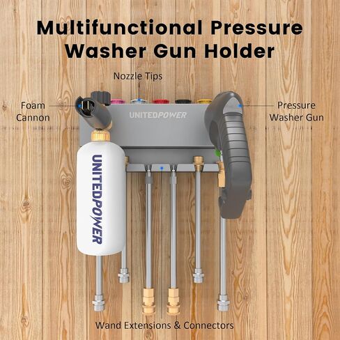 Pressure Washer Gun Holder，Wall Mount Foam Cannon Holder，Tool Storage Rack for Pressure Washer Wand/Nozzle Tips, Car Wash Accessories Organizer, Silver in Saudi Arabia