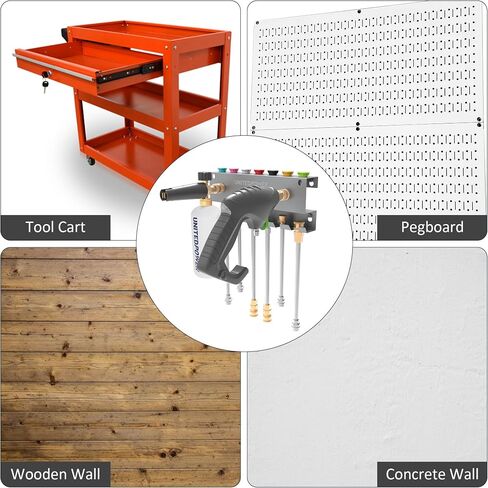 Pressure Washer Gun Holder，Wall Mount Foam Cannon Holder，Tool Storage Rack for Pressure Washer Wand/Nozzle Tips, Car Wash Accessories Organizer, Silver in Saudi Arabia