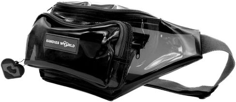 Kandies World Clear Fanny Pack – Stylish Transparent Waist Bag in Purple – Festival & Stadium Approved – Adjustable Strap & Secure Pockets (Black) in Saudi Arabia