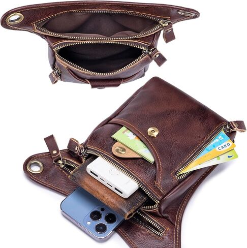 Genuine Leather Drop Leg Bag for Men Women Waist Hip Pack Messenger Shoulder Motorcycle Thigh Purse Hip Pouch Waist Fanny Pack Outdoor Sporting Hicking Pouch Belt Bumbag Coffee in Saudi Arabia