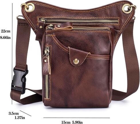Genuine Leather Drop Leg Bag for Men Women Waist Hip Pack Messenger Shoulder Motorcycle Thigh Purse Hip Pouch Waist Fanny Pack Outdoor Sporting Hicking Pouch Belt Bumbag Coffee in Saudi Arabia