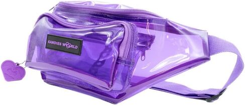 Kandies World Clear Fanny Pack – Stylish Transparent Waist Bag in Purple – Festival & Stadium Approved – Adjustable Strap & Secure Pockets (Black) in Saudi Arabia