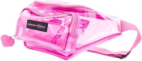 Kandies World Clear Fanny Pack – Stylish Transparent Waist Bag in Purple – Festival & Stadium Approved – Adjustable Strap & Secure Pockets (Black) in Saudi Arabia