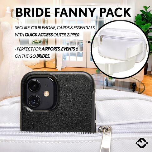 Funky Junque Bride Fanny Pack with Pearl Lettering | White Belt Bag Crossbody for Bachelorette Party, Bridal Shower, Engagement Gift & Travel - Bride (White) in Kuwait