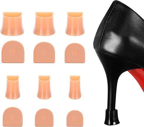 6Pairs Stiletto Heel Cap Protectors, 6Sizes Heel Stoppers Heels Repair Caps, Anti-Noise Heel Covers for High Heel Shoes,Gravel,Wetlands,Outdoor (Black, 6 Sizes(XXS, XX, XS, S, M, L)) in Kuwait