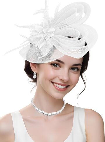 1920s Vintage Fascinators Hats for Women Bunny Veil Hat Lace Gloves Spring Cocktail Tea Party Wedding Halloween in Kuwait