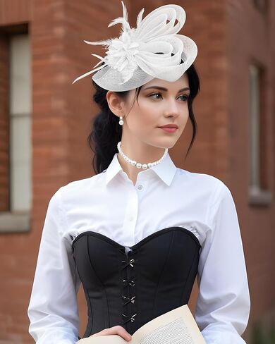 1920s Vintage Fascinators Hats for Women Bunny Veil Hat Lace Gloves Spring Cocktail Tea Party Wedding Halloween in Kuwait