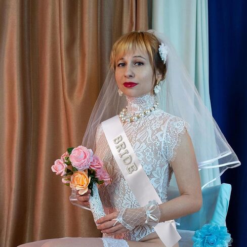 Bride Sash Veil, 2Pcs Bachelorette Party Decorations Accessories, Bride to Be Gift, Bachelorette Party Favors Bridal Shower in Saudi Arabia