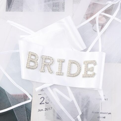 Bride Sash Veil, 2Pcs Bachelorette Party Decorations Accessories, Bride to Be Gift, Bachelorette Party Favors Bridal Shower in Saudi Arabia