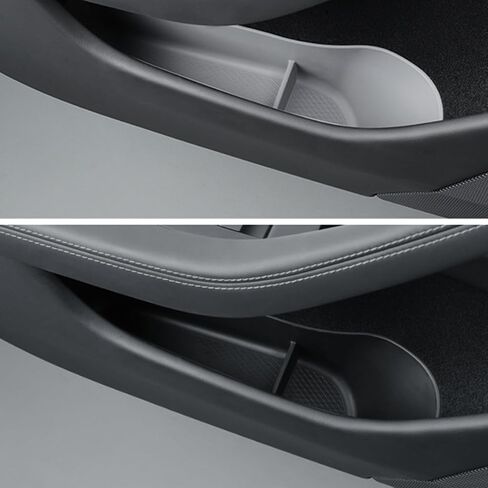 4PCS Door Side Organizer Tray Fit for Tesla Model 3 Highland 2024, 4PCS Full-Cover TPE Front and Rear Door Slot Storage Tray Pockets Protector Liner Accessories (White) in Saudi Arabia