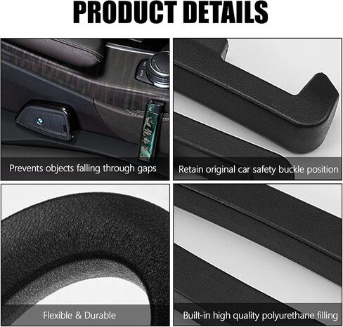 2PCS Car Seat Gap Filler, Soft Foam Leather Seat Side Gap Filler Plug, Fill The Gap Between Seat and Console, Stop Things from Dropping, Universal Interior Car Accessories (Black) in Saudi Arabia