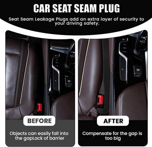 2PCS Car Seat Gap Filler, Soft Foam Leather Seat Side Gap Filler Plug, Fill The Gap Between Seat and Console, Stop Things from Dropping, Universal Interior Car Accessories (Black) in Saudi Arabia