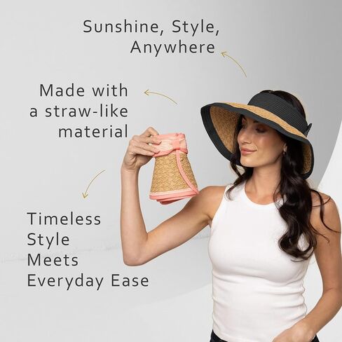 Roll -up Visor Sun Hat للنساء - قبعات شاطئية أنيقة وخفيفة الوزن للنساء ، وقبعات الشمس in Saudi Arabia