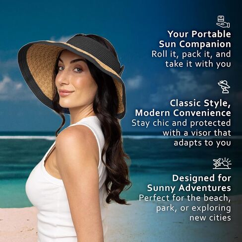 Roll -up Visor Sun Hat للنساء - قبعات شاطئية أنيقة وخفيفة الوزن للنساء ، وقبعات الشمس in Saudi Arabia