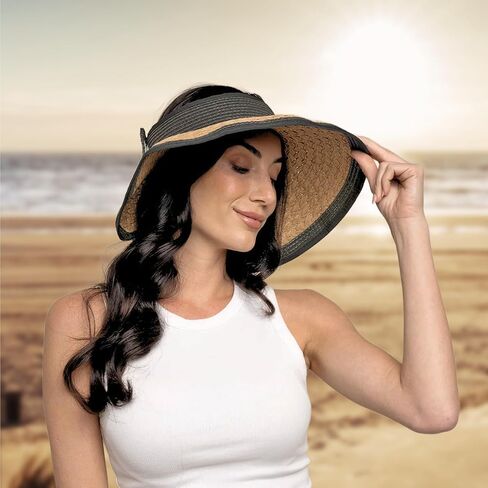 Roll -up Visor Sun Hat للنساء - قبعات شاطئية أنيقة وخفيفة الوزن للنساء ، وقبعات الشمس in Saudi Arabia