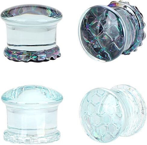 Stuppendux 2Style 4PC Set Color Glass Double Flared Ear Plugs Tunnels Expander Stretching Kit Gauge Piercing Jewelry for Women Men 0g-5/8'' 8-16MM in Kuwait