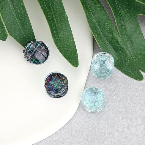 Stuppendux 2Style 4PC Set Color Glass Double Flared Ear Plugs Tunnels Expander Stretching Kit Gauge Piercing Jewelry for Women Men 0g-5/8'' 8-16MM in Kuwait