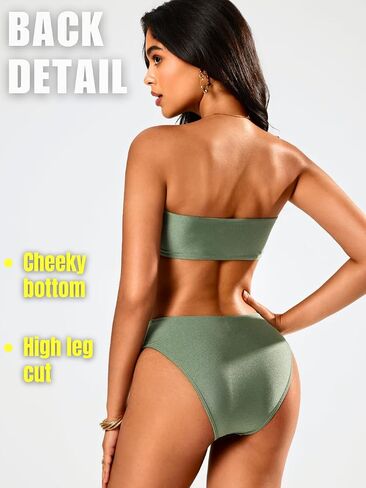 2-Piece Strapless Bikini Sets, High-Waisted Swimsuits, Tan-Through, Tube Top for Women Bandeau Bathing Suit Sexy in Saudi Arabia