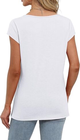 Saloogoe Womens Summer Tops 2025 Cap Sleeve U Neck T Shirts Short Sleeve Tshirts Shirts Beach Fashion Vacation Outfits in Saudi Arabia