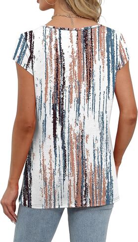 Saloogoe Womens Summer Tops 2025 Cap Sleeve U Neck T Shirts Short Sleeve Tshirts Shirts Beach Fashion Vacation Outfits in Saudi Arabia