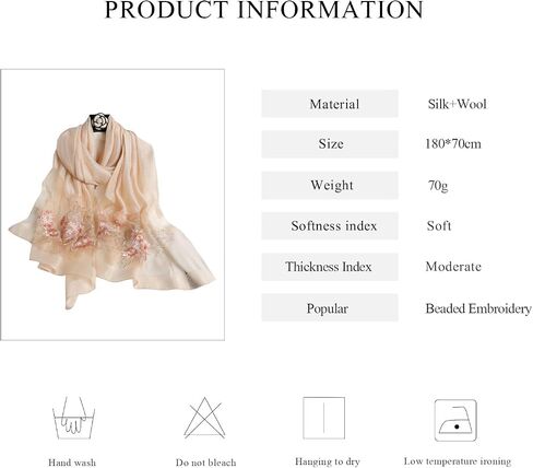 Silk Scarf Chiffon Scarf Women Ginkgo Embroidery Transparent Tulle Lightweight Long Scarf Shawl Wrap Spring Autumn in Saudi Arabia