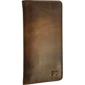 Top Grain Brown Leather Wallet for Men | Men's RFID Blocking Bifold Wallet 100% Genuine Cowhide Leather, Slim Wallet with 1 ID Window, Total 10 Slots, Perfect leather gifts for him/men