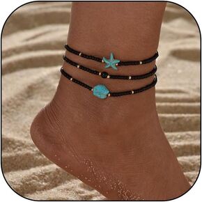 أساور الكاحل للنساء مقاوم للقلب من الحبال المذابة بالخرز مرنة المرنة بالخرز في Anklet Boho Beach Stepressy Foot Jewelry لإكسسوارات الشاطئ للصيف