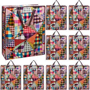 9 Pack Extra Large Moving Bag, 89 L Heavy Duty Storage Tote with Zippers Strong Handles, Foldable Cloth Packing Duffle Bags for Space Saving, College Dorm Room Essentials