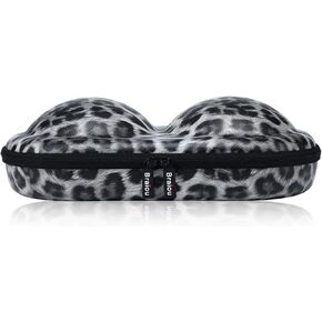 Bra Case Premium Lingerie Travel Bag Leopard Print Underwear Organizer Bag for A-C Cup (Purple)