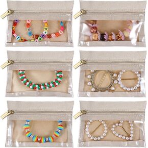 منظم مجوهرات السفر ، 6 PCS Velvet Jewelry Bas مع جيوب السوستة مجوهرات حقيبة حقيبة للسفر للمجوهرات المحمولة CLEAR JOWNDRY HIST RINGS BAS NECKLACE DOCORD FOR WOME