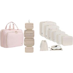 BAGAIL 10 Set Packing Cubes and Hanging Toiletry Bag